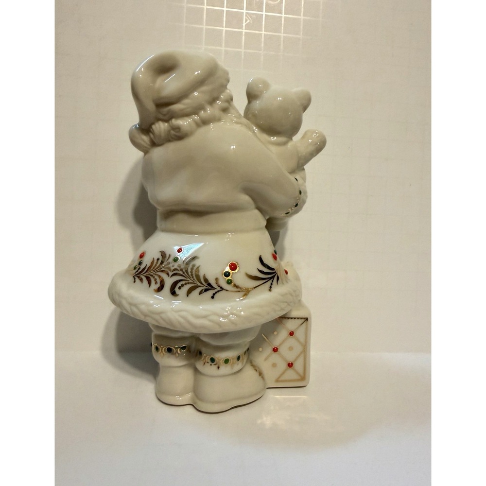 1990'S LENOX Jewels Collection Santa W/Teddy Bear 24K Gold Trim Original Box - Picture 4 of 6